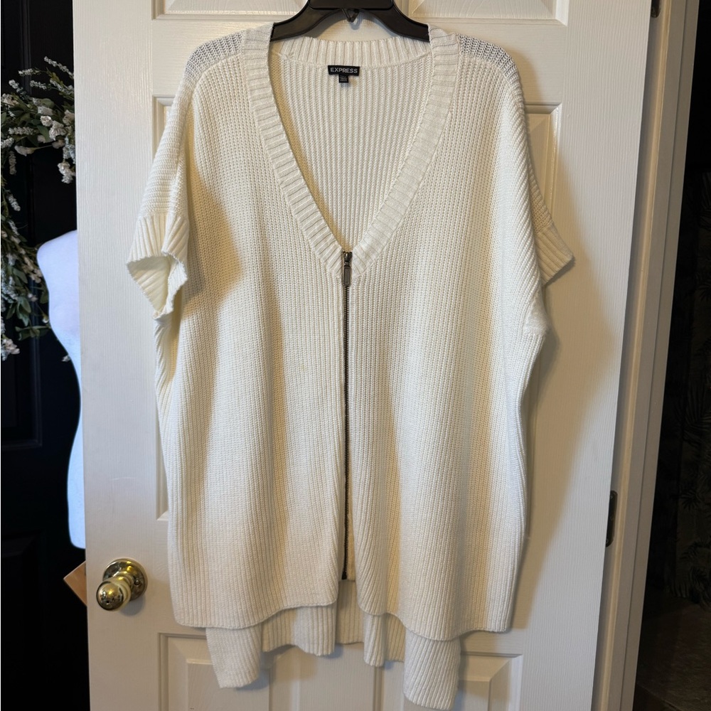 Express Off-White Open Front Cardigan